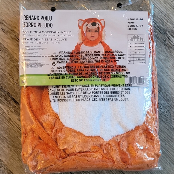Suit Yourself Cuddly Furry Fox Halloween Costume Infant Size 12-24 Months New - Picture 2 of 4